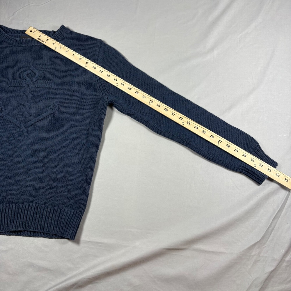 J.Crew Re-Imagined Mens Small Navy Blue Cotton Anchor Cable Knit Sweater AM609 - Picture 8 of 8